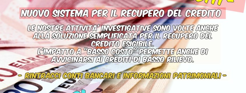 CAGLIARI RINTRACCIO CONTO CORRENTE INSOLVENTE € 100,00